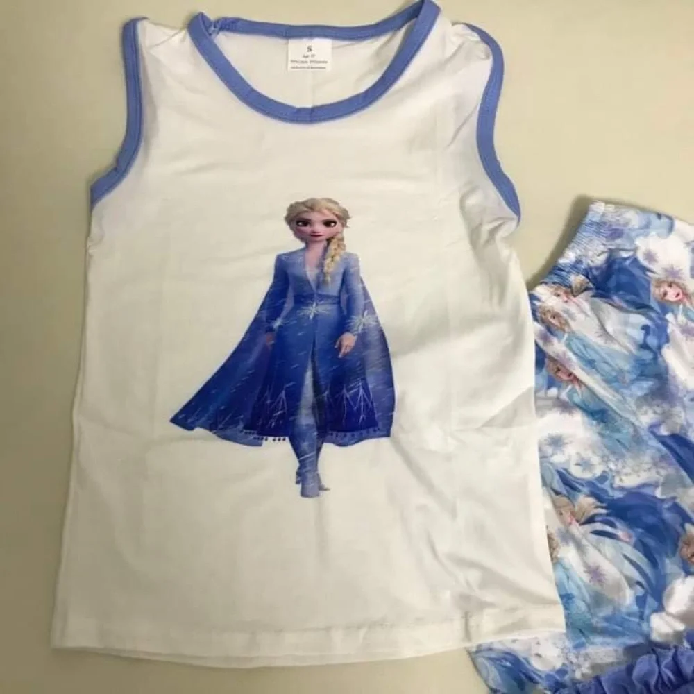 Frozen Elsa sleeveless top ruffle shorts